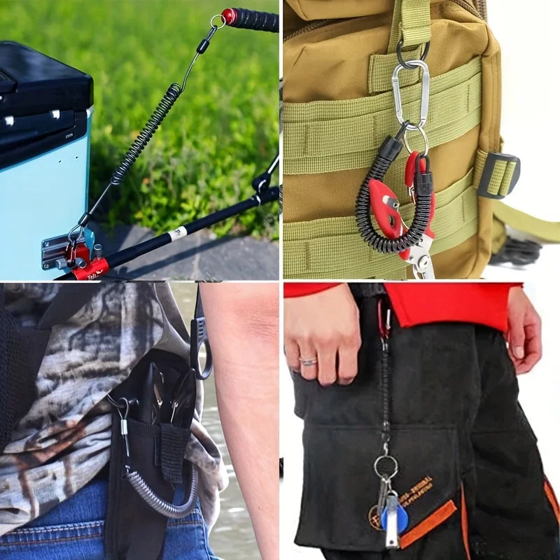 Retractable Fishing Hand Rope – Anti-Lost Telescopic Spring Lanyard with Carabiner for Fishing Tools & Tackle Security