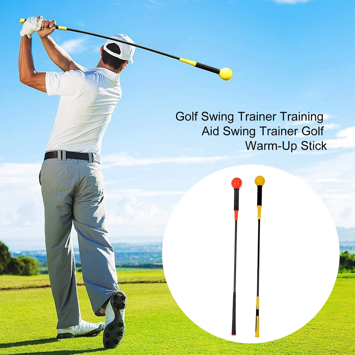 Golf Swing Training Aid – 40/48 Inch Practice Rod & Warm-Up Stick for Swing Tempo, Strength & Flexibility Training