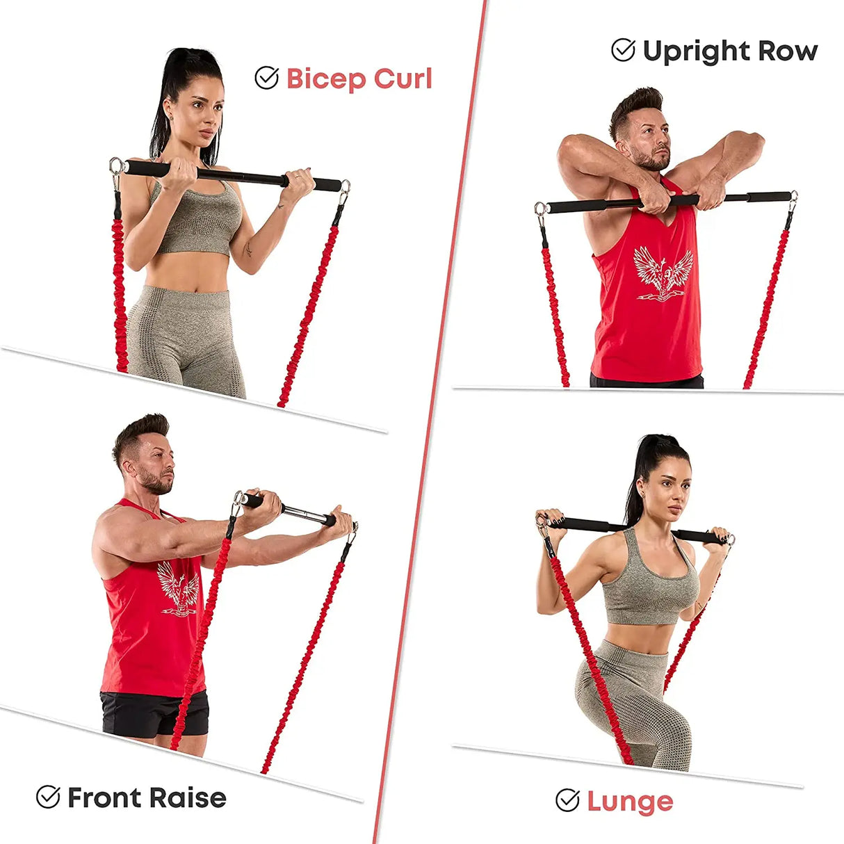 Workout Bar Fitness Resistance Bands Set – Pilates, Yoga & Full-Body Training at Home