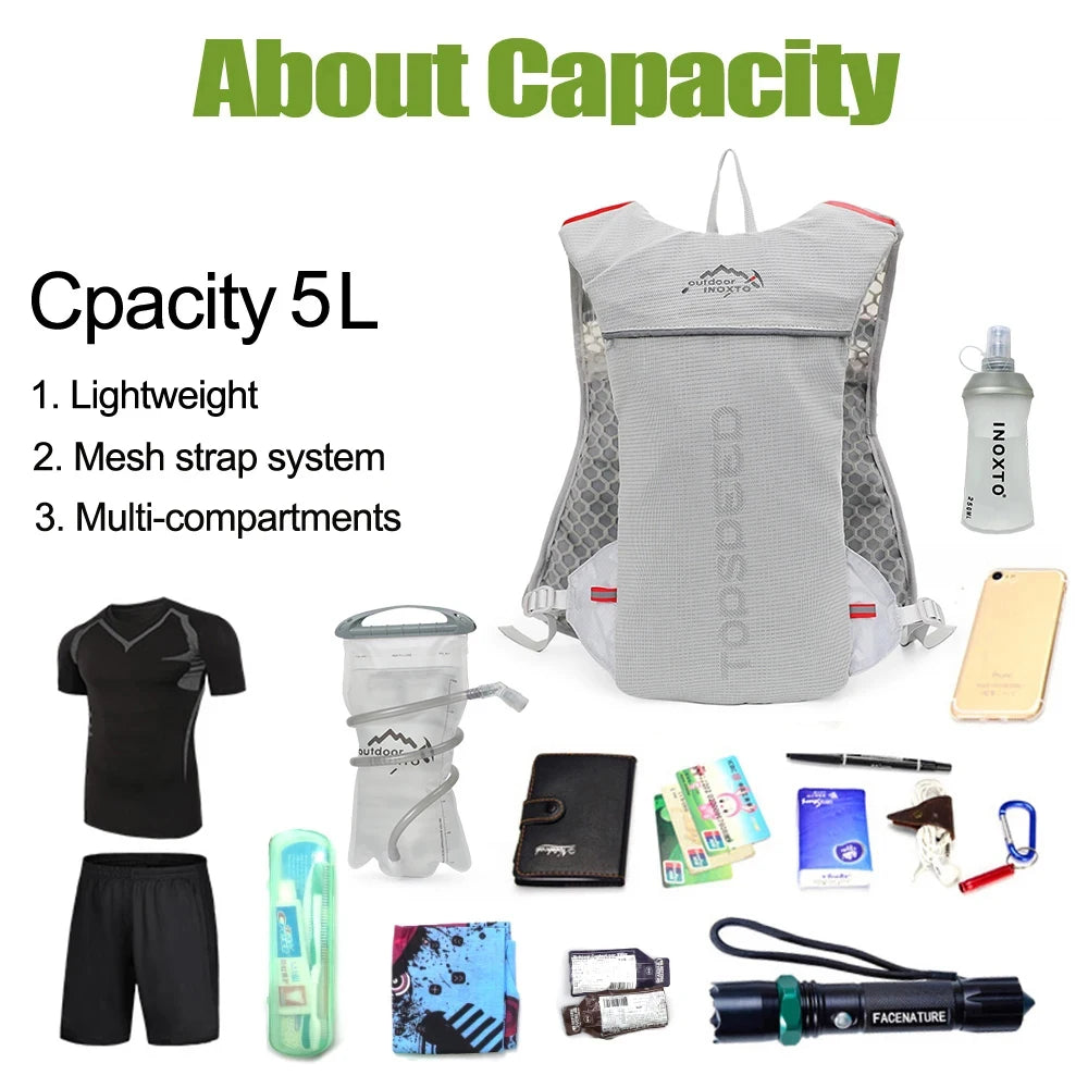 5L Ultralight Hydration Backpack – Breathable Running Vest with 500ML Water Bottles for Trail Running, Cycling & Marathons