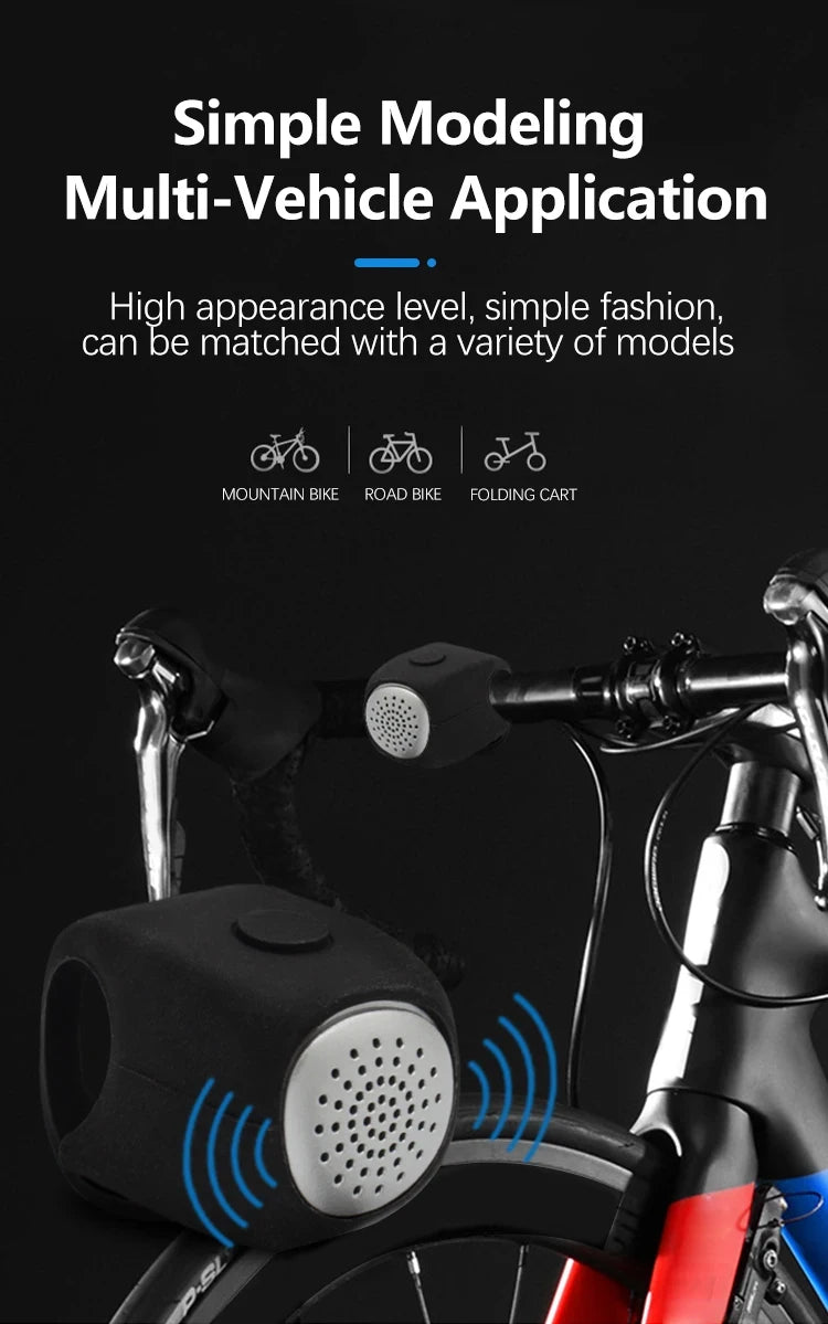 Electric Bicycle Bell – Loud Bike Horn with 3 Sound Modes for MTB & Road Cycling