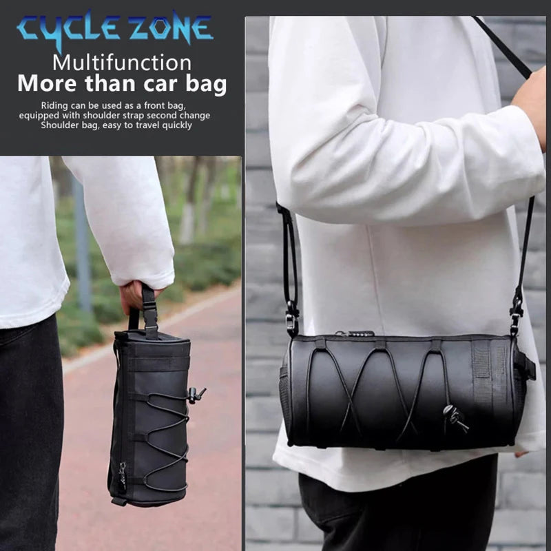 2.5L Bike Front Tube Bag – Large Capacity Handlebar Storage with Shoulder Strap for Road & Mountain Bikes