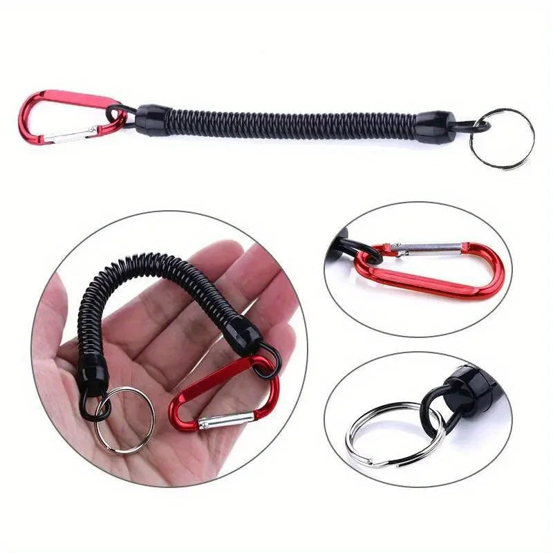 Retractable Fishing Hand Rope – Anti-Lost Telescopic Spring Lanyard with Carabiner for Fishing Tools & Tackle Security