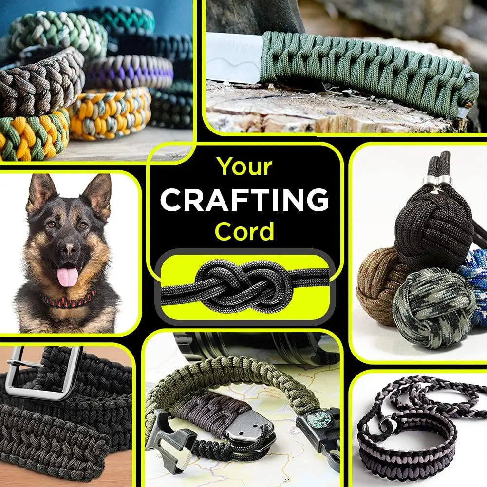 50m 650lb Military Paracord – 9-Strand 4mm Tactical Rope for DIY Bracelets, Lanyards, Dog Collars & Outdoor Gear