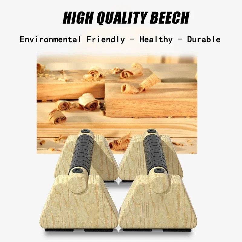 Push Up Bar Beech Wood – Sturdy Calisthenics Parallettes for Home Workouts