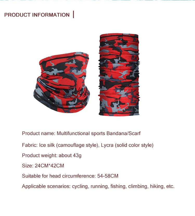2PCS UV Protection Face Mask – Seamless Bandana for Outdoor Sports