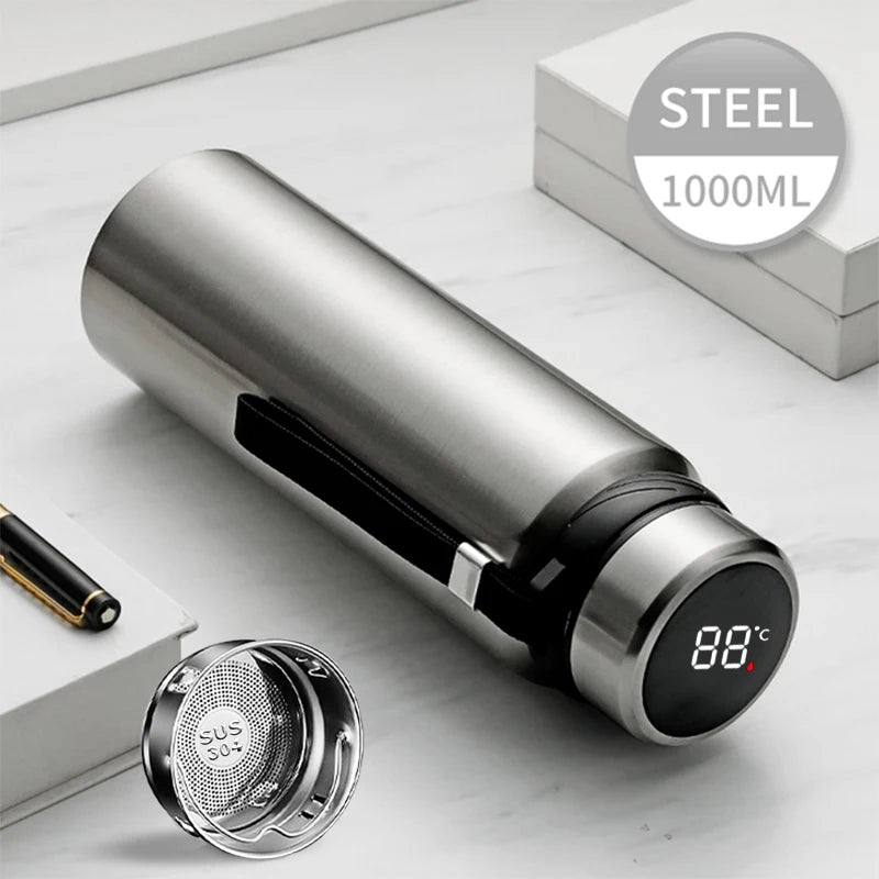 Stainless Steel Thermal Water Bottle – LED Temperature Display Thermos | Vacuum Insulated Tumbler for Hot & Cold Drinks