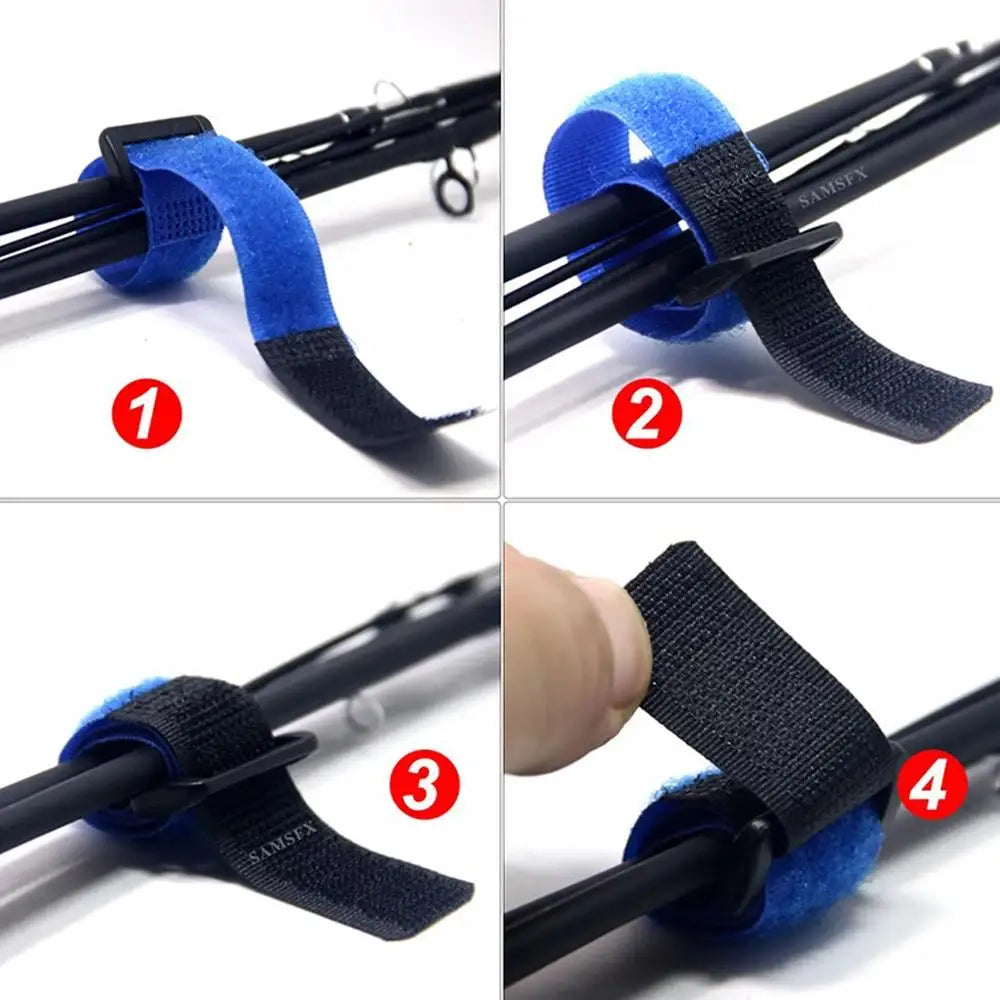Fishing Rod Tie Holder Strap – Hook & Loop Fastener Wrap Band for Outdoor Fishing Rod Organization
