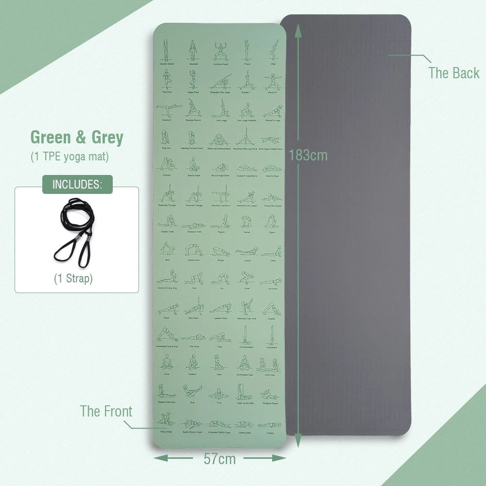 TPE Yoga Mat 183cm*57cm Eco-friendly Non-Slip Sports Fitness Mat For Exercise Yoga And Pilates Gymnastics Mat Fitness Equipment