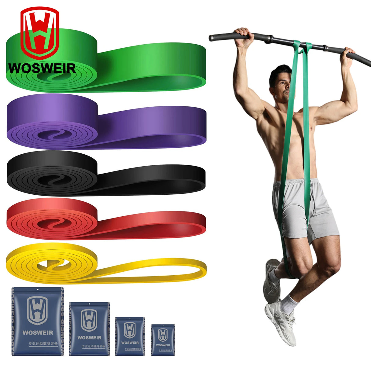 Elastic Resistance Bands – Heavy-Duty Training Bands for Pull-Ups, CrossFit, Yoga & Home Fitness