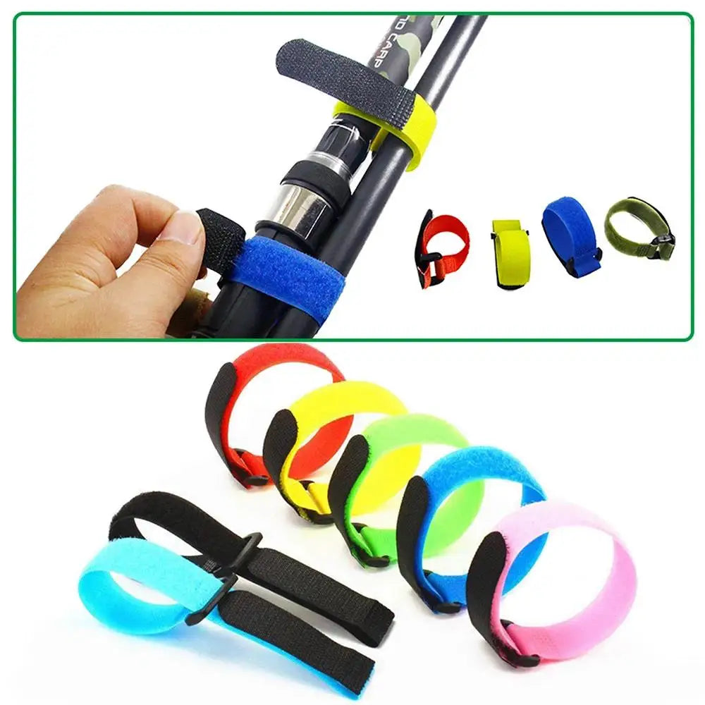 Fishing Rod Tie Holder Strap – Hook & Loop Fastener Wrap Band for Outdoor Fishing Rod Organization