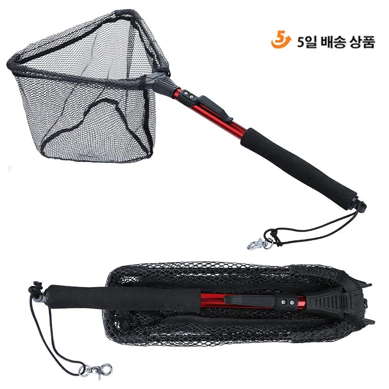 Sougayilang Folding Telescopic Fishing Landing Net – 65–112cm Extendable Brail Net for Freshwater & Saltwater