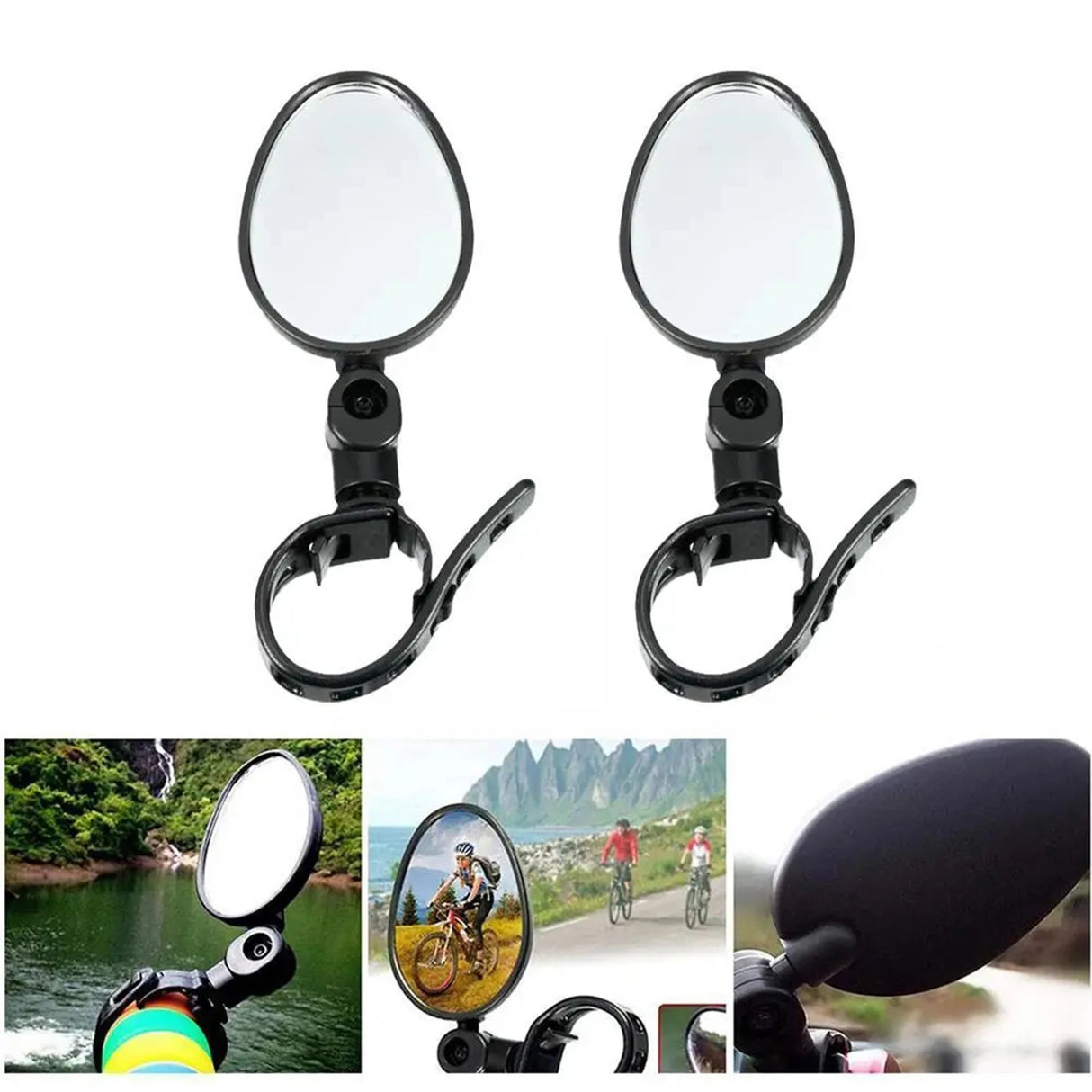 360° Bike Rear View Mirror – Adjustable Handlebar Mirror for MTB & Road