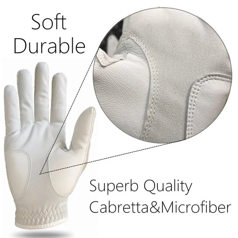 2 Pcs Soft PU Leather Men’s Golf Gloves – Cabretta-Feel, All-Weather Grip with Ball Marker |