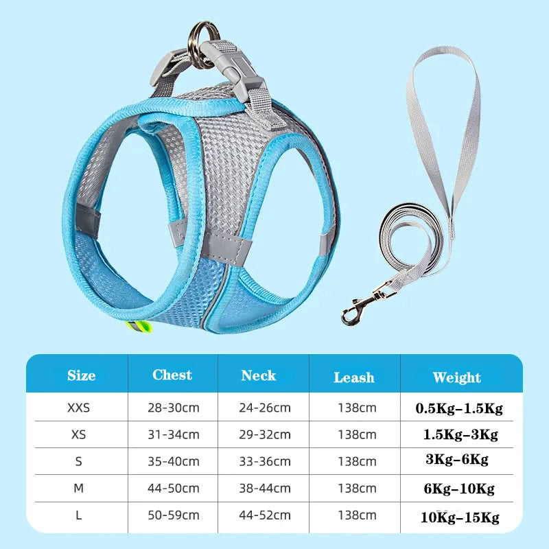 Adjustable Puppy Cat Harness Vest Outdoor Walking Lead Leash