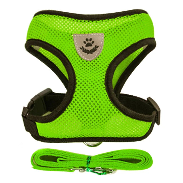 Reflective Breathable Mesh Dog Harness and Leash Set