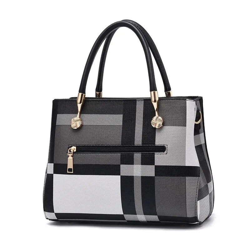 Classic Plaid Pattern Colorblock Shoulder Bag