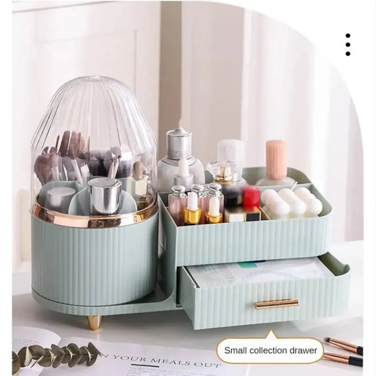 360° Rotating Makeup Organizer With Drawer