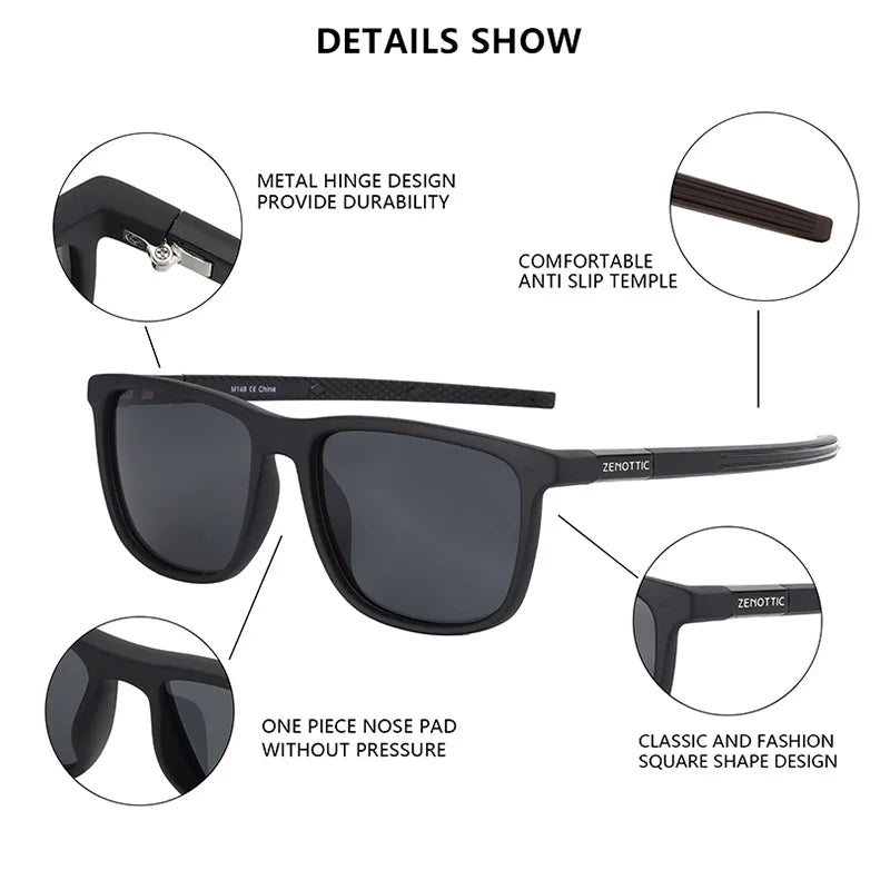 Lightweight Square Polarized Sunglasses for Men