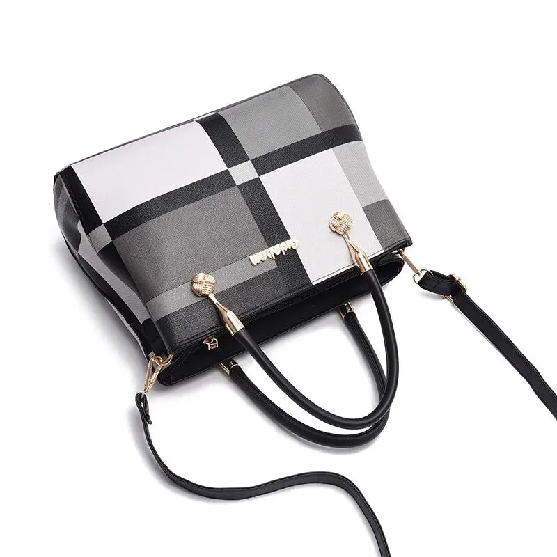 Classic Plaid Pattern Colorblock Shoulder Bag