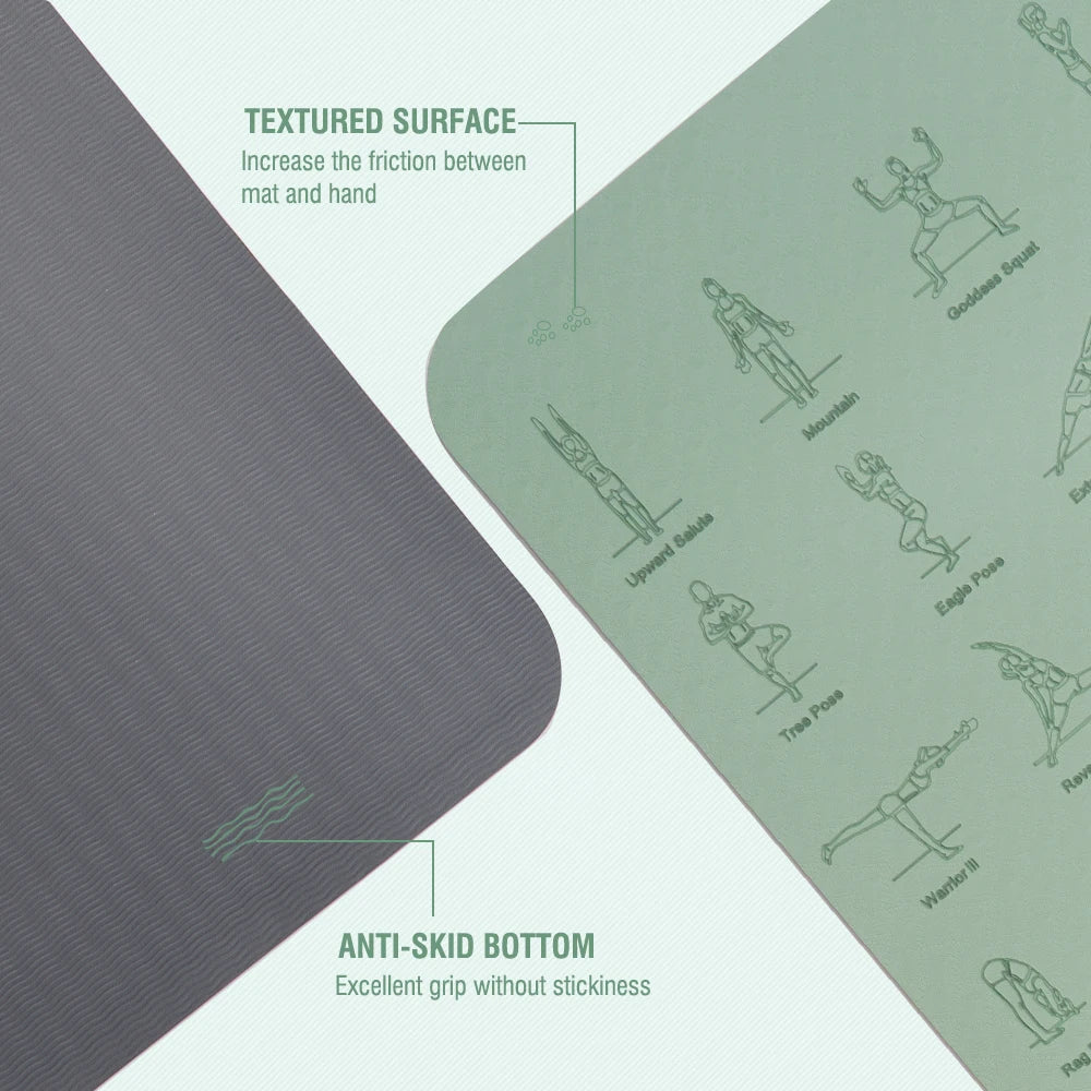 TPE Yoga Mat 183cm*57cm Eco-friendly Non-Slip Sports Fitness Mat For Exercise Yoga And Pilates Gymnastics Mat Fitness Equipment