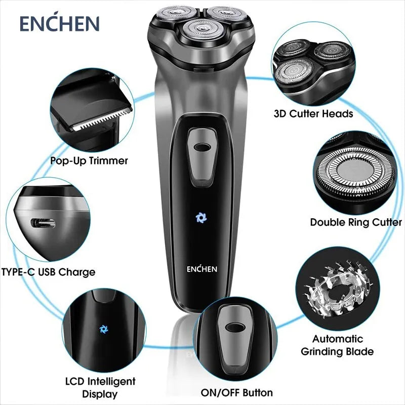 Electrical Rotary Shaver for Men 3D Floating Blade