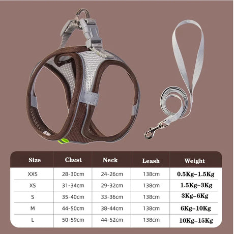 Adjustable Puppy Cat Harness Vest Outdoor Walking Lead Leash