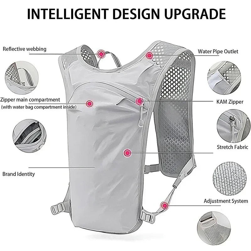 5L Running Hydration Vest Backpack – Lightweight Jogging Pack with 1.5L Water Bladder for Hiking, Cycling & Marathon Training