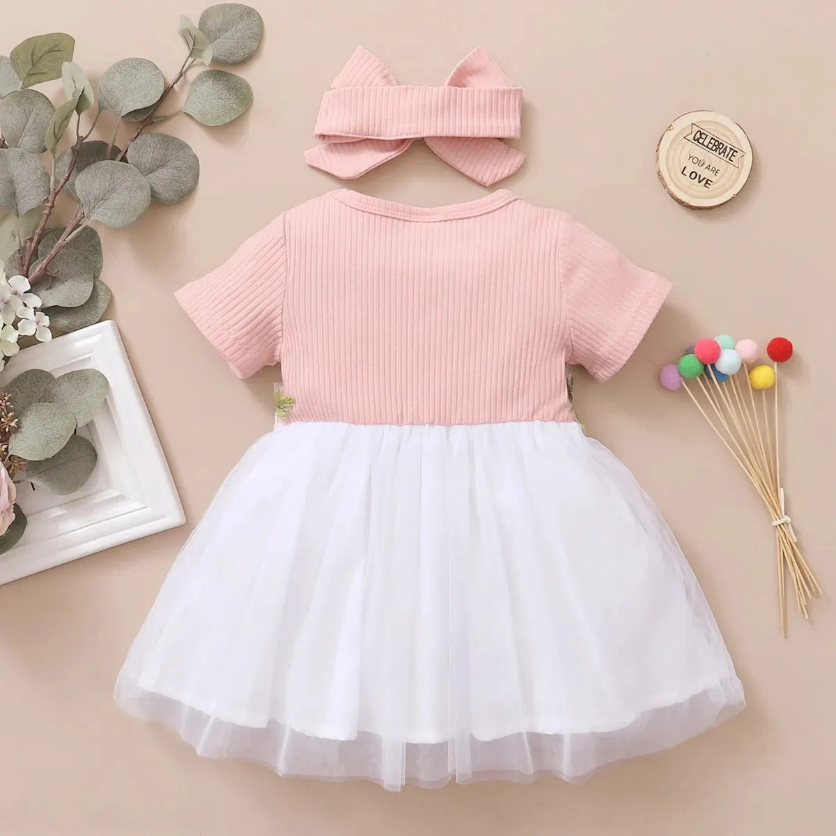 Short Sleeve Fashion Tulle Skirt Summer Dress for Toddler Girl