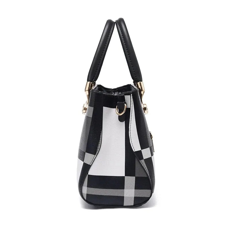 Classic Plaid Pattern Colorblock Shoulder Bag