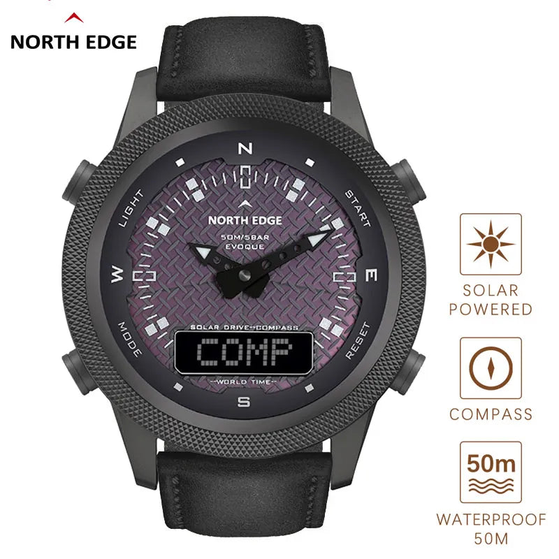 NORTH EDGE Men Digital Solar Watch Mens